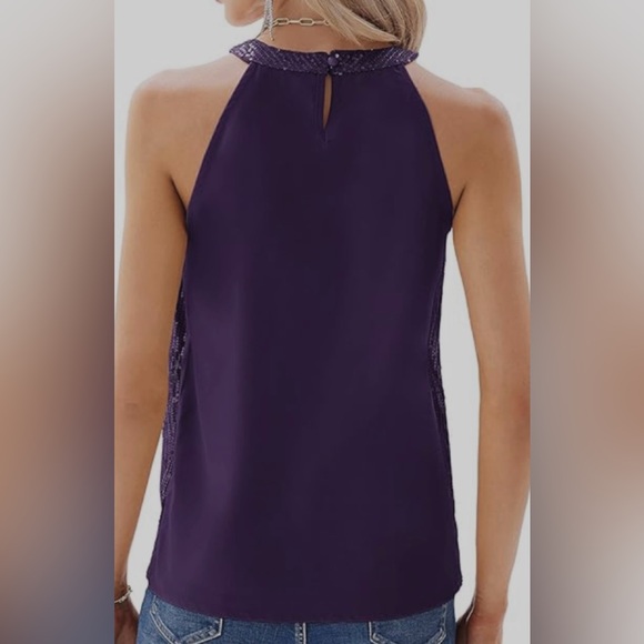 GRACE KARIN Sequin Halter Tops for Women Sleeveless Dressy Sparkle Tank Camisole - Picture 2 of 9